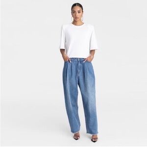 KBB by KAHLANA Women's 12 High-Rise Barrel Leg 'The Devin Jean' Medium Wash